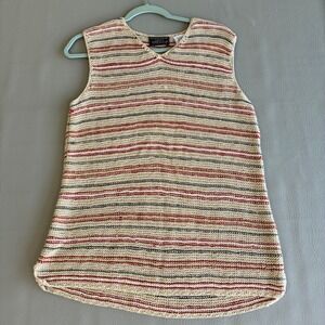 Harolds Hand Knitted Linen blend Old Money Sweater Vest Men's Lg Dadcore